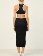 KMOLY Women's Sexy Sleeveless Cut Out Dress Crewneck Bodycon Hollow Backless Knitted Evening Cocktail Party Midi Dresses - Image 3